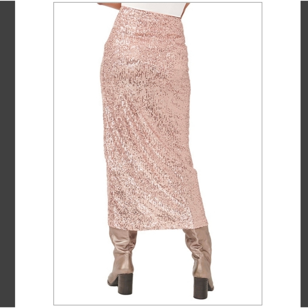 Free People Ariana Sequin Maxi Skirt in Pink Champagne - Picture 7 of 13